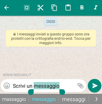 seleziona il testo da modificare