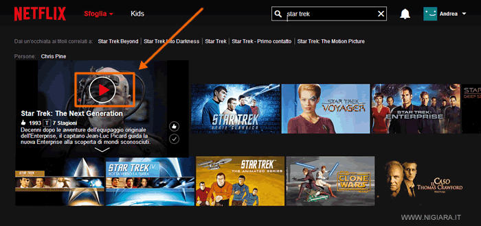 clicca su Play al centro dell'anteprima della serie tv