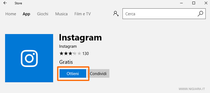 clicca su Ottieni