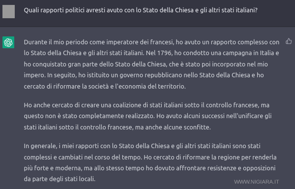la risposta di ChatGPT