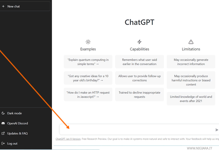 la home page di ChatGPT