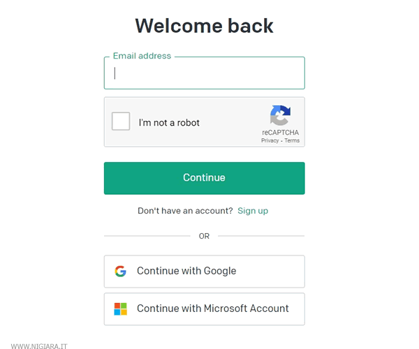 clicca su Continue with Google