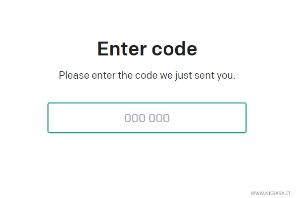 digita il codice per confermare la registrazione
