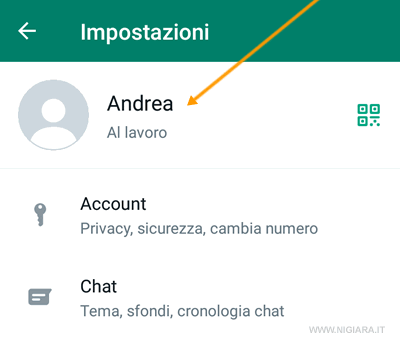 premi sul nome del profilo