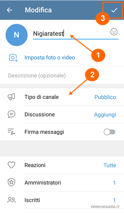 come modificare il nome, la descrizione e il link del canale su Telegram