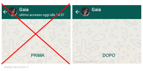 la data di ultima connessione del profilo utente su Whatsapp è stata nascosta