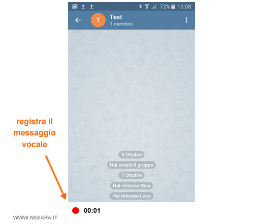 come registrare il messaggio vocale su Telegram