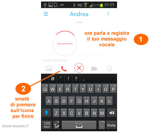 registra il tuo messaggio audio tramite lo smartphone