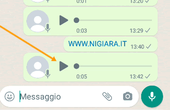 per ascoltare il messaggio appena registrato premi su PLAY