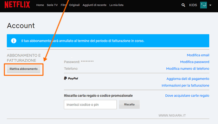 come riattivare Netflix