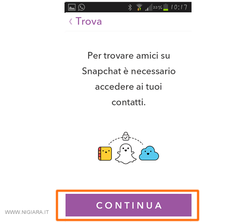 premi sul pulsante Continua