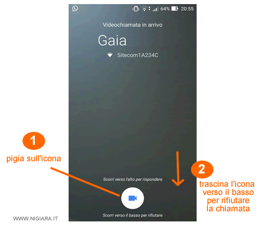 come rifiutare una videotelefonata in entrata