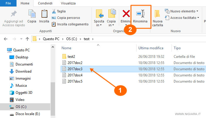 come rinominare files e cartelle su Windows10
