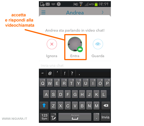 un esempio di videochat