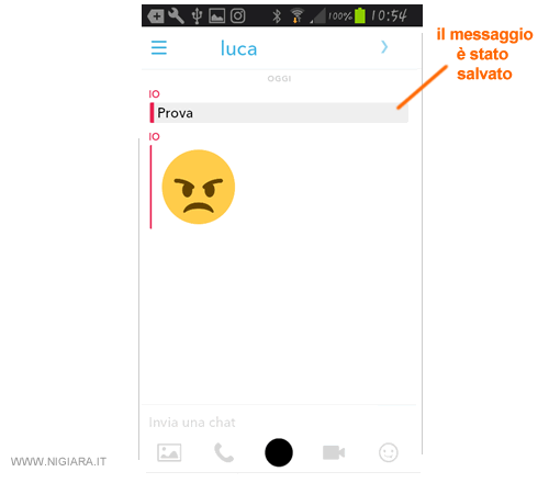 hai salvato un messaggio su Snapchat