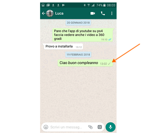 se la persona ti blocca i messaggi che gli invii hanno una sola spunta