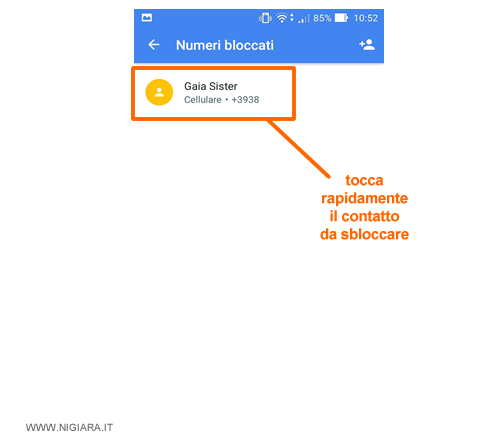 premi sul contatto da sbloccare