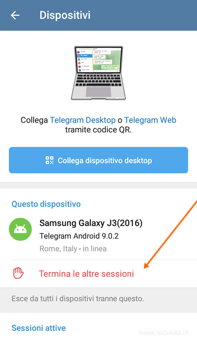 premi su Termina le altre sessioni
