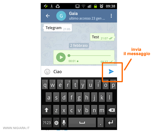 invia il messaggio che hai appena scritto