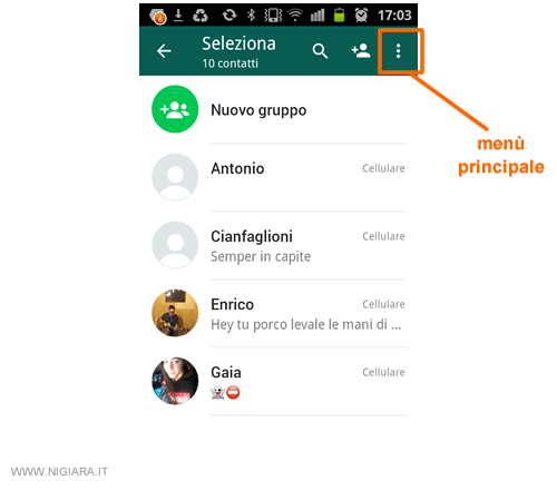 pigia su Aggiorna nel menù della schermata