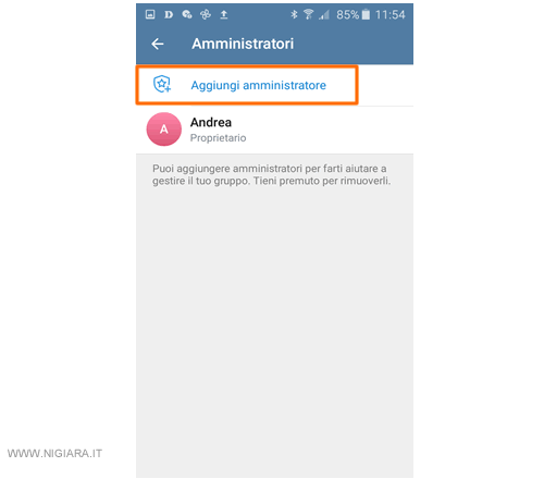 premi su Aggiungi amministratore