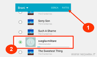 esempio di inserimento nuova suoneria musicale su Android