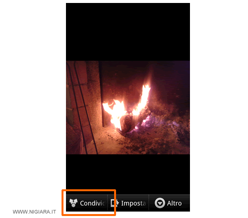 visualizza la barra dei comandi sulla foto