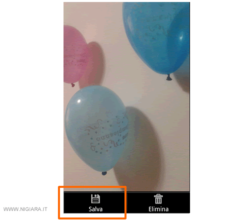 scatta la foto con la fotocamera dello smartphone e salva la foto in un file digitale