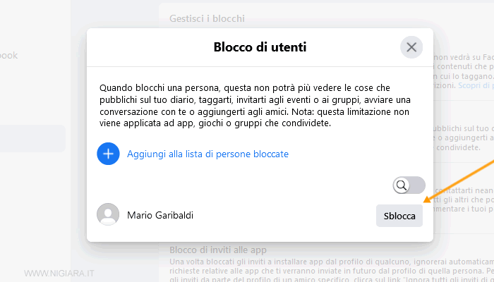 clicca sul bottone Sblocca