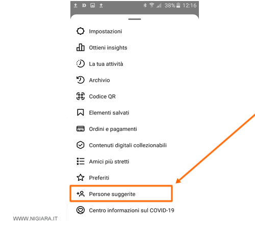 premi su Persone suggerite