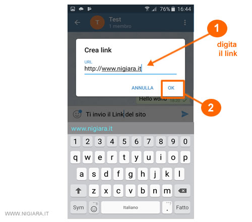digita l'indirizzo del link