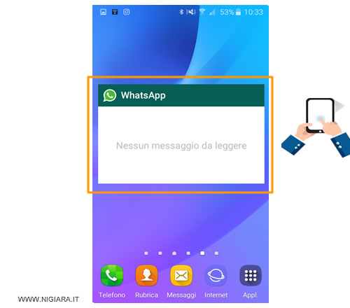 premi sull'icona del widget