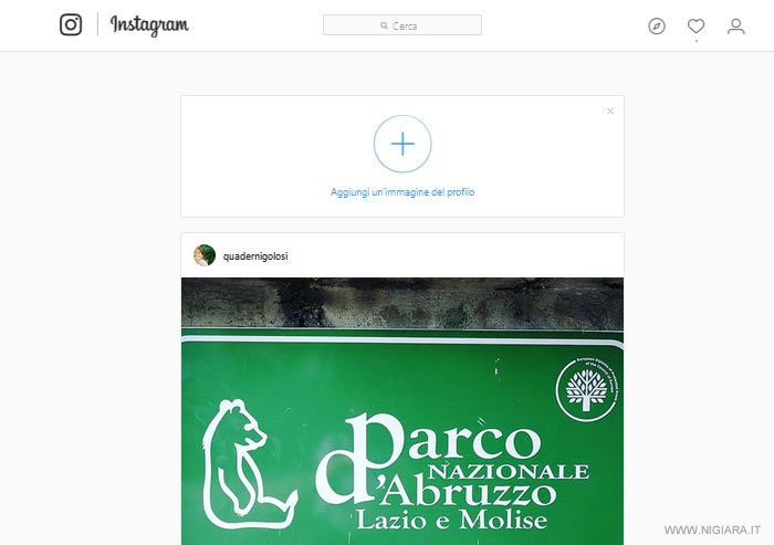 la tua pagina interna su Instagram