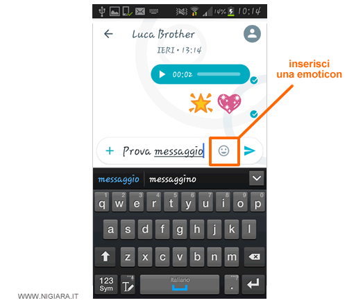 premi sull'icona delle emoticon