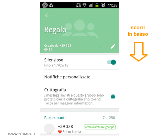 la pagina principale del gruppo whatsapp