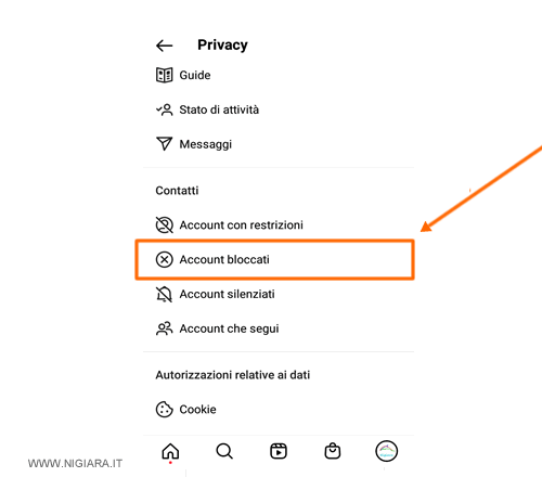 premi su Account bloccati