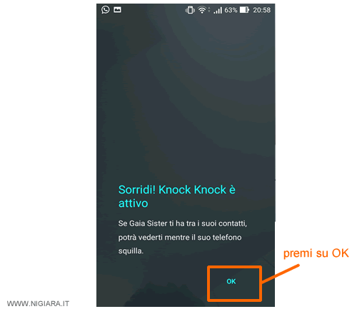 premi su OK per videochiamare la persona