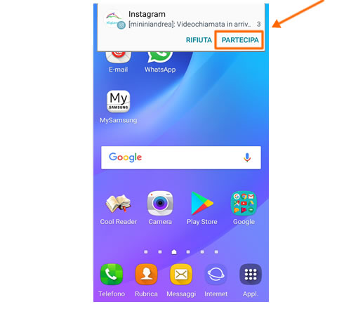 premi su Partecipa per avviare la videocall