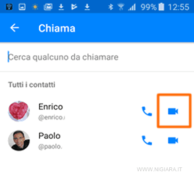 come fare una videochiamata su Messenger
