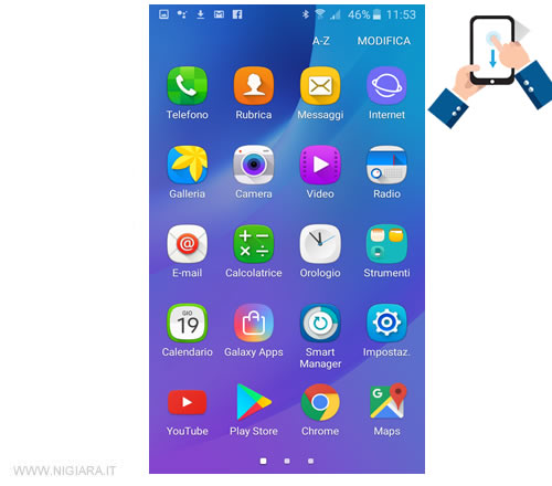 come far apparire la barra delle notifiche su Android