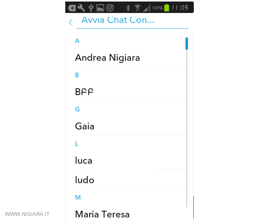 l'elenco dei tuoi amici su Snapchat