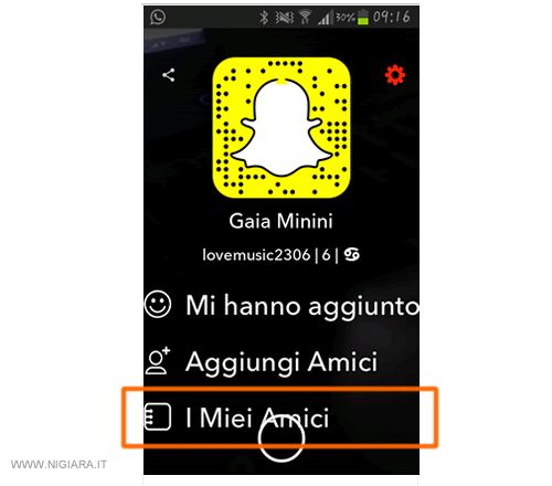 seleziona la voce I miei amici