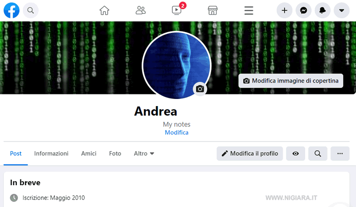 rimozione della foto su Facebook