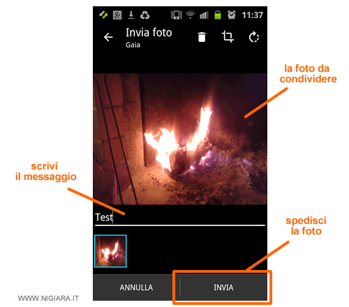 spedisci la foto alla persona