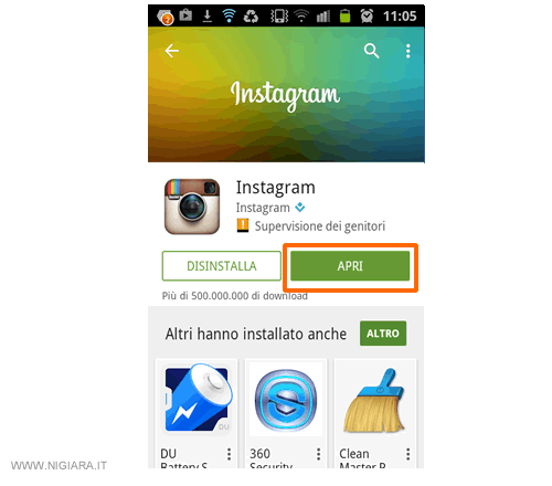 premi su Apri per iniziare a configurare il programma