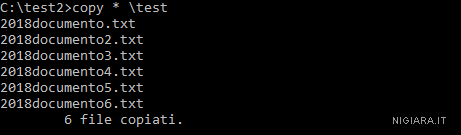 il risultato del comando copy *