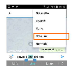 Crea link su Telegram