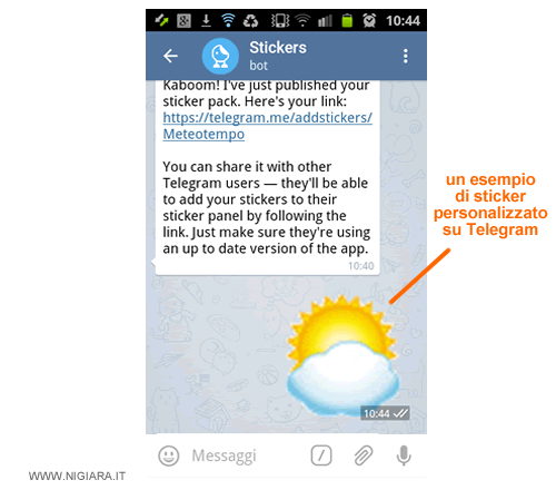 un esempio di sticker su Telegram