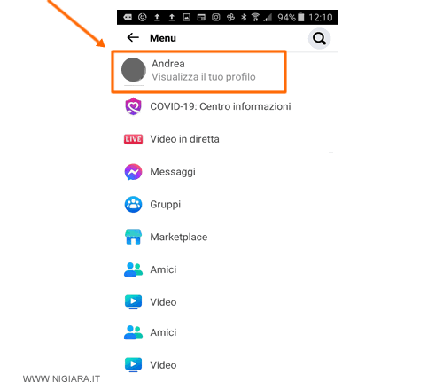 premi su Visualizza il tuo profilo