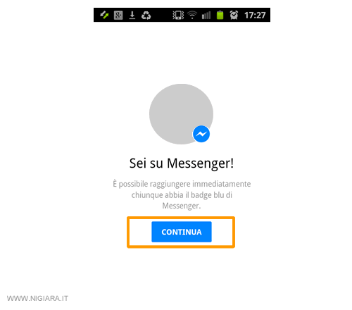 premi su continua per finire la registrazione